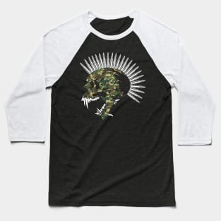 Bullet Head Mohawk Skull in Camouflage Baseball T-Shirt
